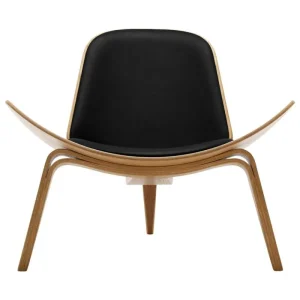 Yrju00f6 Kukkapuro Sitzgelegenheiten-Carl Hansen & Søn CH07 Shell Loungesessel, Eiche geölt – schwarzes Leder Thor 301