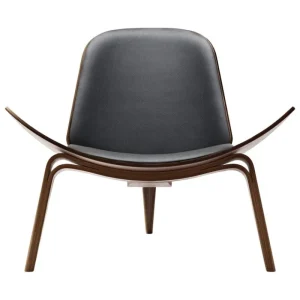 Carl Hansen & Su00f8n Sitzgelegenheiten-Carl Hansen & Søn CH07 Shell Loungesessel, Walnuss geölt - schw. Leder Thor 301