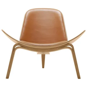Carl Hansen & Su00f8n Sitzgelegenheiten-Carl Hansen & Søn CH07 Shell Loungesessel, Eiche geölt - cognacbr. Leder Sif 95