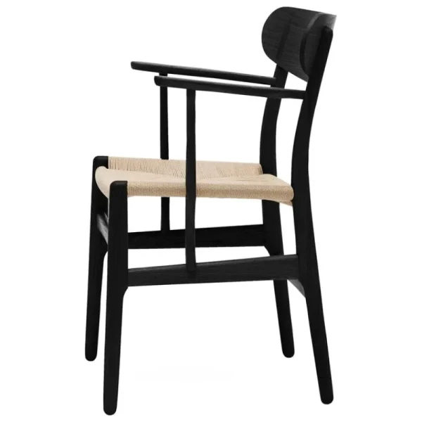 FDB Mu00f8bler Sitzgelegenheiten-Carl Hansen & Søn CH26 Stuhl, schwarz lackierte Eiche - Naturkordel