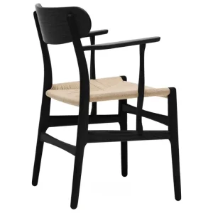 FDB Mu00f8bler Sitzgelegenheiten-Carl Hansen & Søn CH26 Stuhl, schwarz lackierte Eiche - Naturkordel