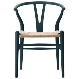 Carl Hansen & Su00f8n Sitzgelegenheiten-Carl Hansen & Søn CH24 Wishbone Stuhl, sanftes Nordseeblau, Naturkordel