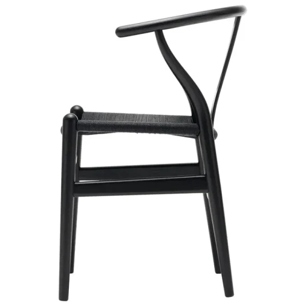 Audo Copenhagen Sitzgelegenheiten-Carl Hansen & Søn CH24 Wishbone Stuhl, Buche schwarz - Kordel schwarz