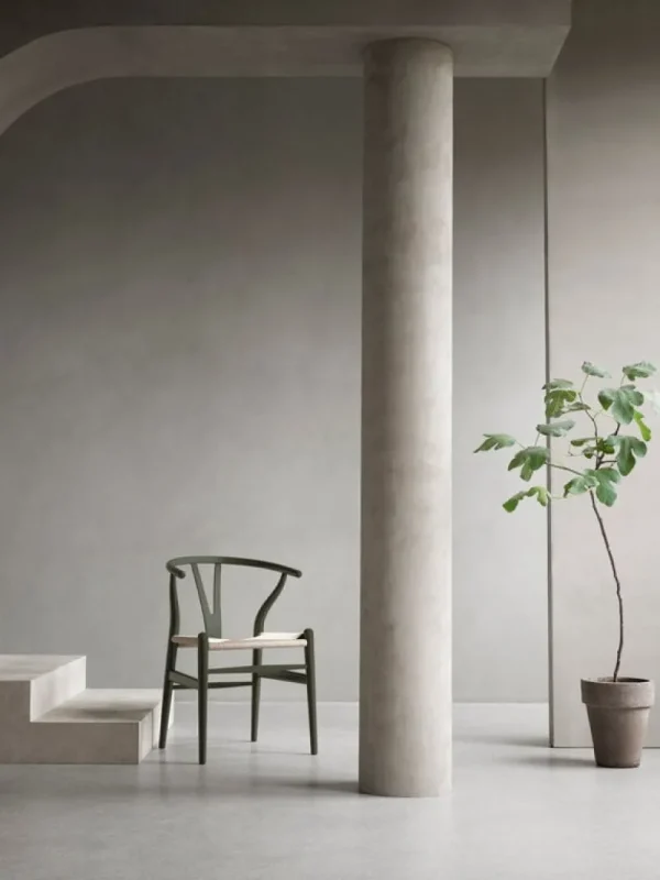 Carl Hansen & Su00f8n Sitzgelegenheiten-Carl Hansen & Søn CH24 Wishbone Stuhl, sanftes Algengrün, Naturkordel