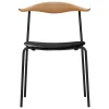 Yrju00f6 Kukkapuro Sitzgelegenheiten-Carl Hansen & Søn CH88P Stuhl, Schwarzer Stahl, Schwarzes Leder, Geölte Eiche