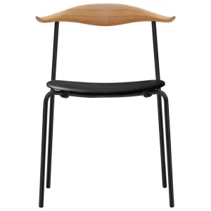 Yrju00f6 Kukkapuro Sitzgelegenheiten-Carl Hansen & Søn CH88P Stuhl, Schwarzer Stahl, Schwarzes Leder, Geölte Eiche