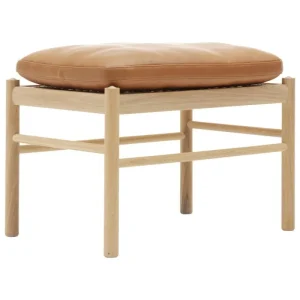 New Works Sitzgelegenheiten-Carl Hansen & Søn OW149F Colonial Fußhocker, Eiche geölt - cognacbr. Leder Sif 95