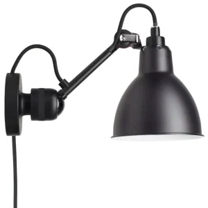 DCWu00e9ditions Wandleuchten-DCWéditions Lampe Gras 304 CA Wandleuchte, runder Schirm mit Kabel, Schwarz