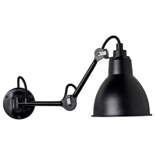 DCWu00e9ditions Wandleuchten-DCWéditions Lampe Gras 204 Wandleuchte, runder Schirm, Schwarz