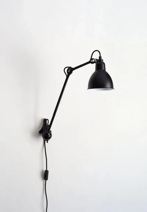 DCWu00e9ditions Wandleuchten-DCWéditions Lampe Gras 222 Wandleuchte, runder Schirm, schwarz