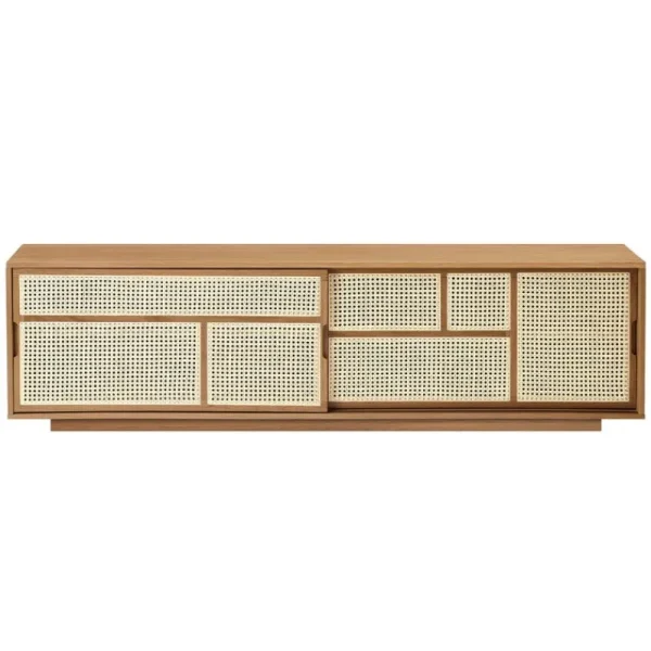 Pedestal Aufbewahrungsmöbel-Design House Stockholm Air Sideboard, niedrig, Eiche/Korbgeflecht