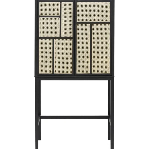 Pedestal Aufbewahrungsmöbel-Design House Stockholm Air Schrank, schwarz/Korbgeflecht