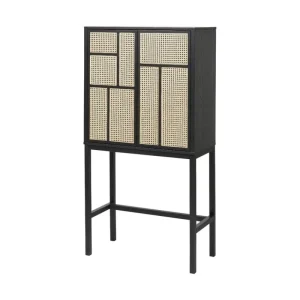 Pedestal Aufbewahrungsmöbel-Design House Stockholm Air Schrank, schwarz/Korbgeflecht