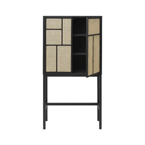 Pedestal Aufbewahrungsmöbel-Design House Stockholm Air Schrank, schwarz/Korbgeflecht