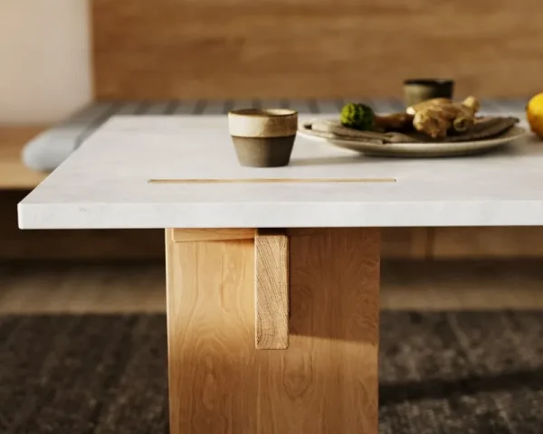 Muuto Tische-Eberhart Furniture Arnold Couchtisch, heller Beton - hell Eiche