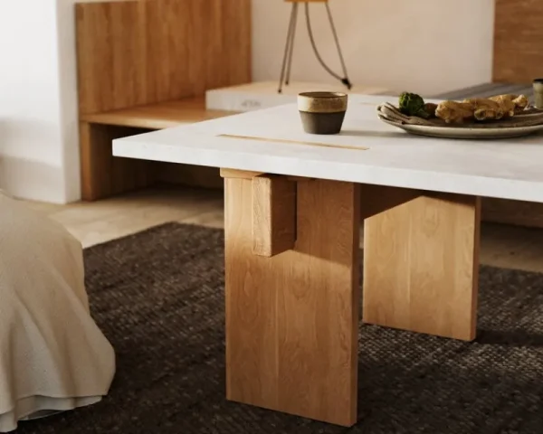 Muuto Tische-Eberhart Furniture Arnold Couchtisch, heller Beton - hell Eiche