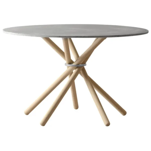 Eberhart Furniture Tische-Hector Esstisch, 120 cm, Beton hell – Eiche hell