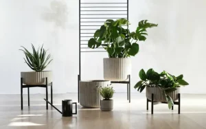 Elementa Indoor-gardening^Klorofyll Pflanzgefäß mit Spalier, mittel und hoch, Grau