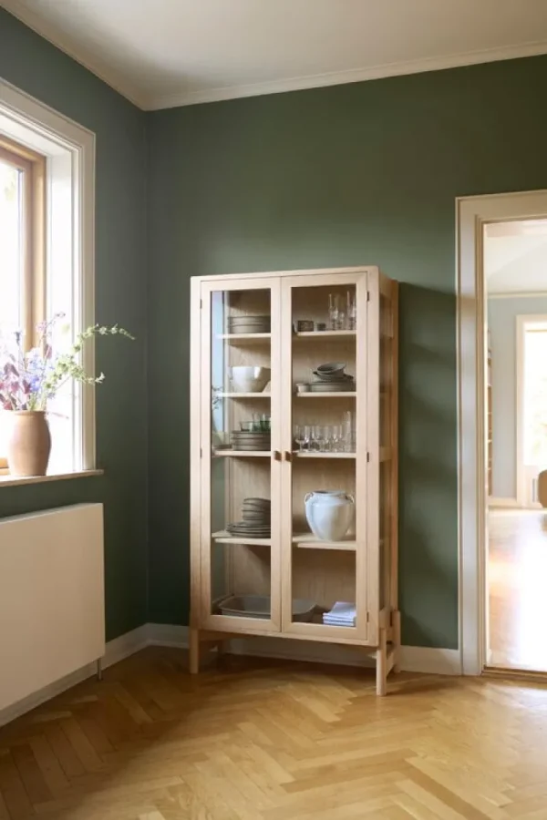 Lundia Aufbewahrungsmöbel-FDB Møbler A90 Boderne Vitrine, 178 cm, Eiche, lackiert