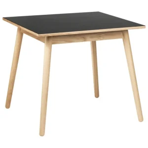 String Furniture Tische-FDB Møbler C35A Esstisch, 82 x 82 cm, Eiche – schwarzes Linoleum