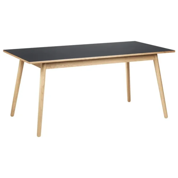 FDB Mu00f8bler Tische-FDB Møbler C35B Esstisch, 160 x 82 cm, Eiche – schwarzes Linoleum