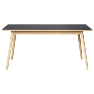 FDB Mu00f8bler Tische-FDB Møbler C35B Esstisch, 160 x 82 cm, Eiche – schwarzes Linoleum