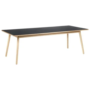 Klassik Studio Tische-FDB Møbler C35C Esstisch, 220 x 95 cm, Eiche – schwarzes Linoleum
