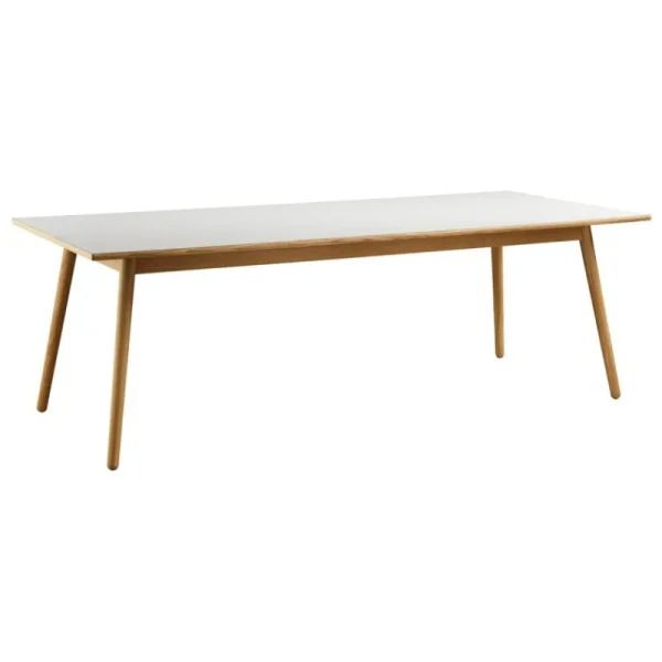 Form & Refine Tische-FDB Møbler C35C Esstisch, 220 x 95 cm, Eiche – hellgraues Linoleum