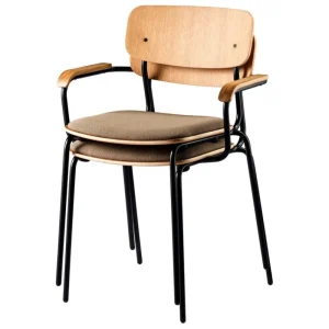 Essem Design Sitzgelegenheiten-FDB Møbler J182 Holmen Stuhl, Eichenfurnier - Grain Taupe