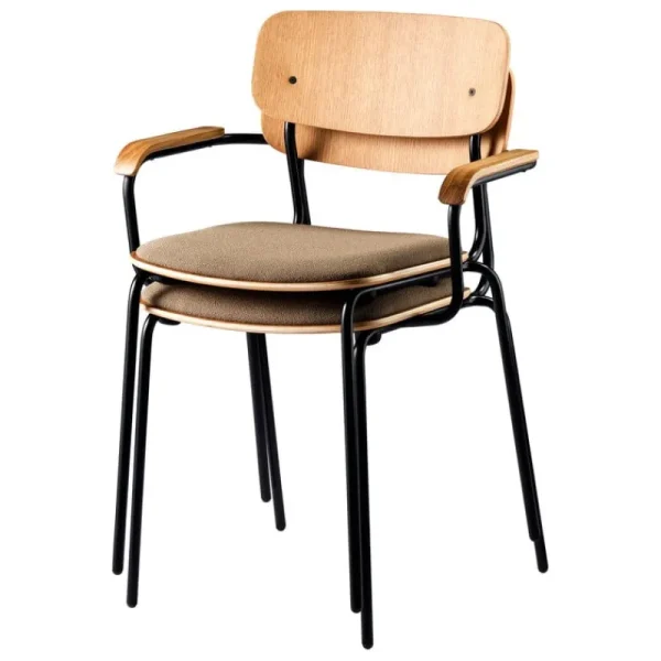 Essem Design Sitzgelegenheiten-FDB Møbler J182 Holmen Stuhl, Eichenfurnier - Grain Taupe