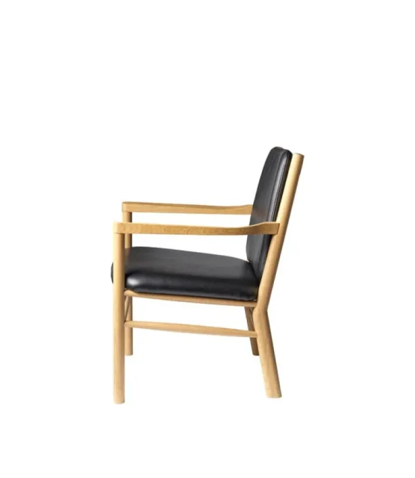 FDB Mu00f8bler Sitzgelegenheiten-FDB Møbler J147 Loungesessel, Eiche - schwarzes Leder