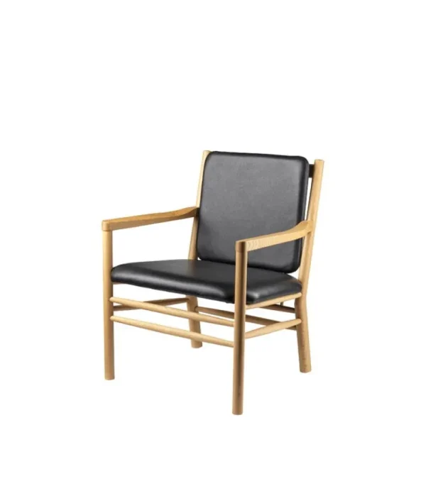 FDB Mu00f8bler Sitzgelegenheiten-FDB Møbler J147 Loungesessel, Eiche - schwarzes Leder
