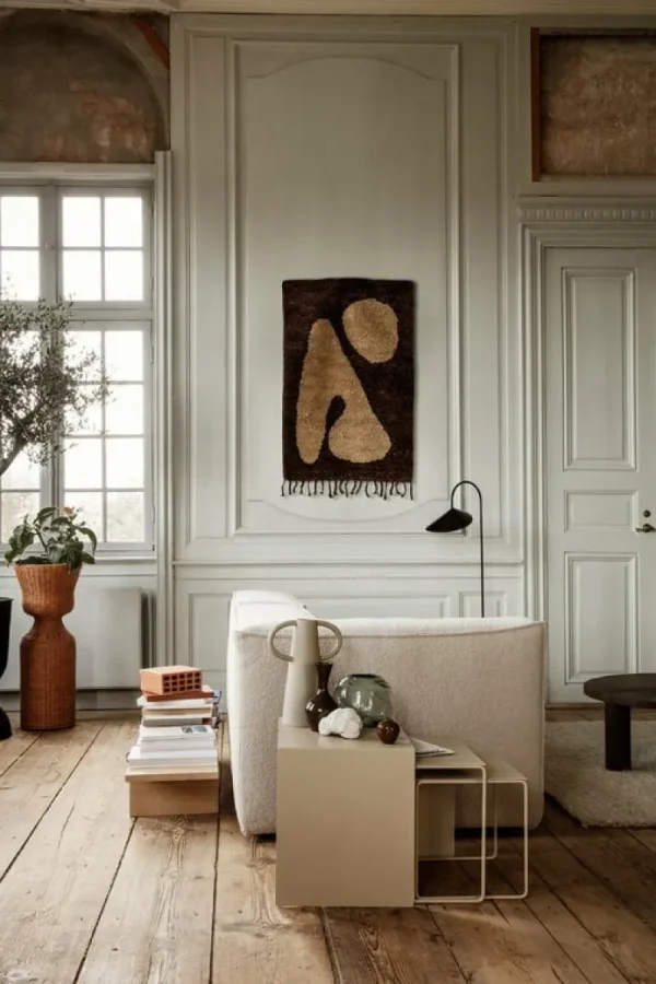 ferm LIVING Teppiche Und Läufer^Abstract Teppich, 80 × 120 cm, Braun - Cremeweiß