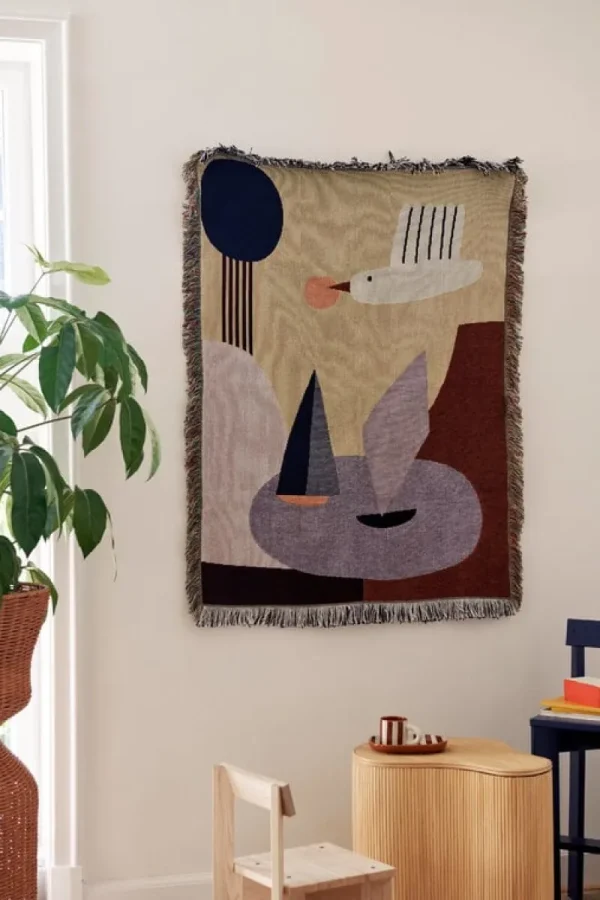 Kinder ferm LIVING Textilien Für Kinder | Decken Und Überwürfe^Bird Wandteppich-Decke, 80 x 110 cm, mehrfarbig