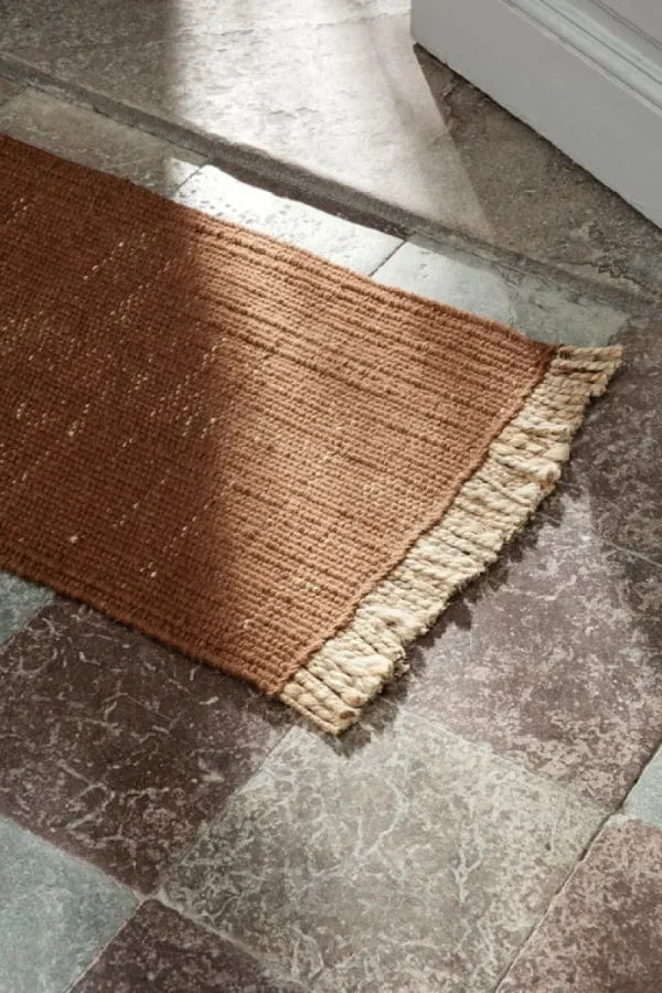 ferm LIVING Teppiche Und Läufer^Block Matte, 80 × 50 cm, Ziegelrot - Natur