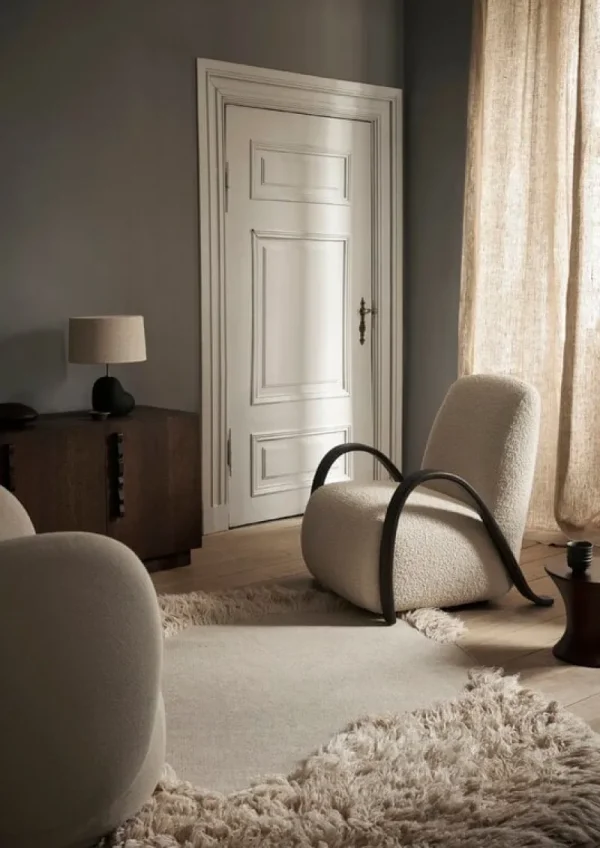 Eero Aarnio Originals Sitzgelegenheiten-ferm LIVING Buur Loungesessel, Nordic Bouclé, Cremeweiß