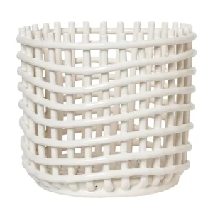 ferm LIVING Dekorationsgegenstände^Ceramic Korb, groß, gebrochen weiß
