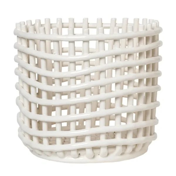 ferm LIVING Dekorationsgegenstände^Ceramic Korb, groß, gebrochen weiß