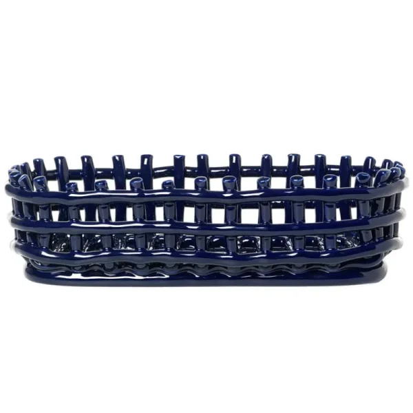 ferm LIVING Dekorationsgegenstände^Ceramic Korb, oval, Blau