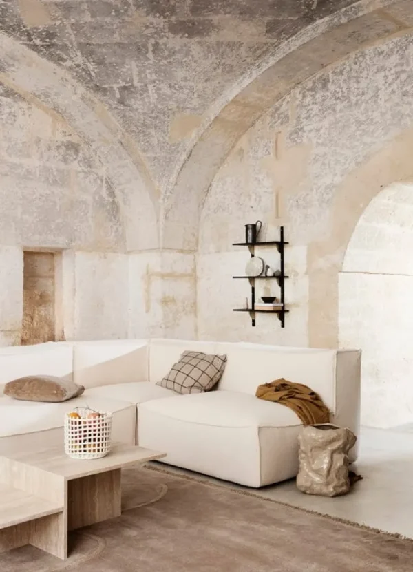 ferm LIVING Dekorationsgegenstände^Ceramic Korb, groß, gebrochen weiß