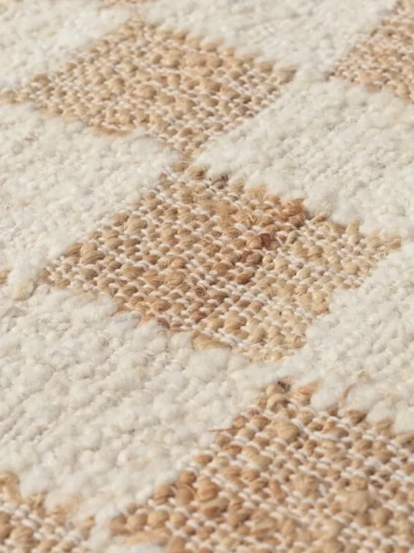 ferm LIVING Teppiche Und Läufer^Check Wolle Jute Teppich, 140 x 200 cm, natur - naturweiß
