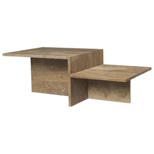 Vitra Tische-ferm LIVING Distinct Couchtisch, Travertin, Dunkelbraun