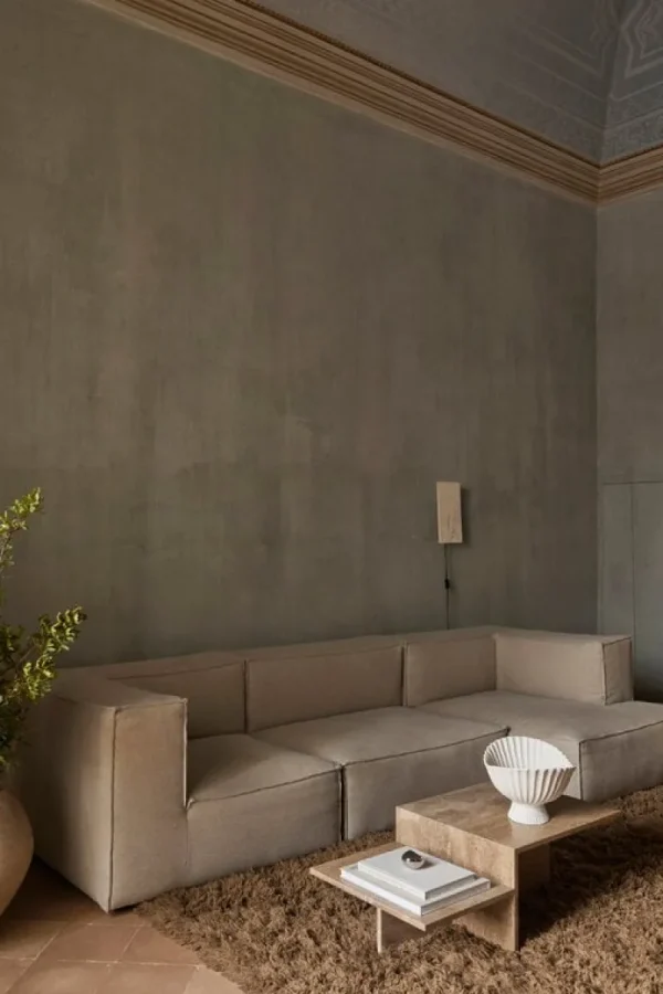 Vitra Tische-ferm LIVING Distinct Couchtisch, Travertin, Dunkelbraun