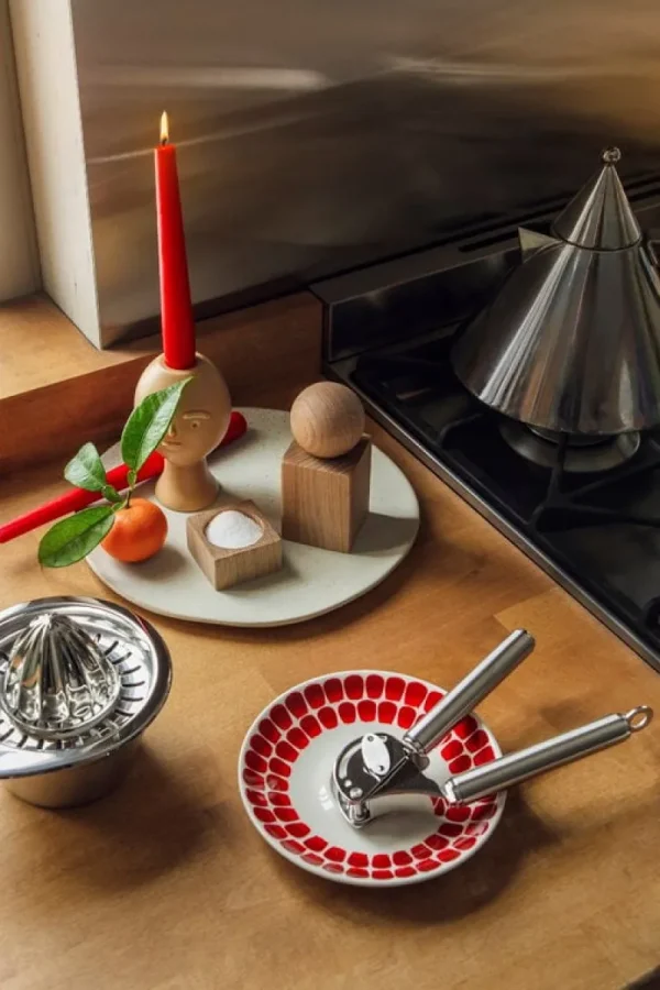ferm LIVING Geschirr^Flow Teller, Groß, Cremeweiß Gesprenkelt