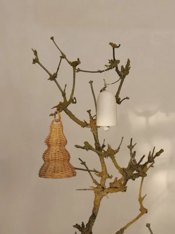 ferm LIVING Weihnachtsdekoration^Geflochtene Weihnachtsglocken, 2er-Set, Naturrattan