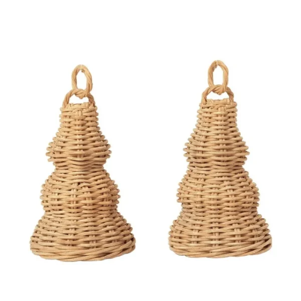 ferm LIVING Weihnachtsdekoration^Geflochtene Weihnachtsglocken, 2er-Set, Naturrattan