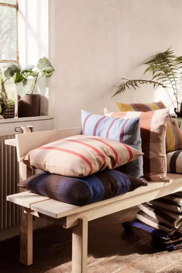 ferm LIVING Kissen^Grand Kissen, 50 x 50 cm, verblasstes Blau - Burgunderrot