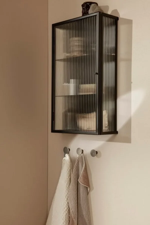 Lundia Aufbewahrungsmöbel | Regale-ferm LIVING Haze Hängeschrank, Riffelglas, Schwarz