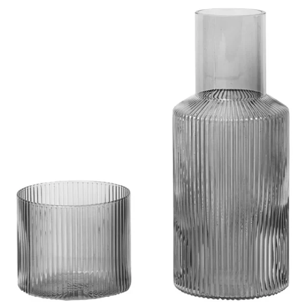 ferm LIVING Karaffen Und Krüge^Karaffenset Ripple, klein, rauchgrau