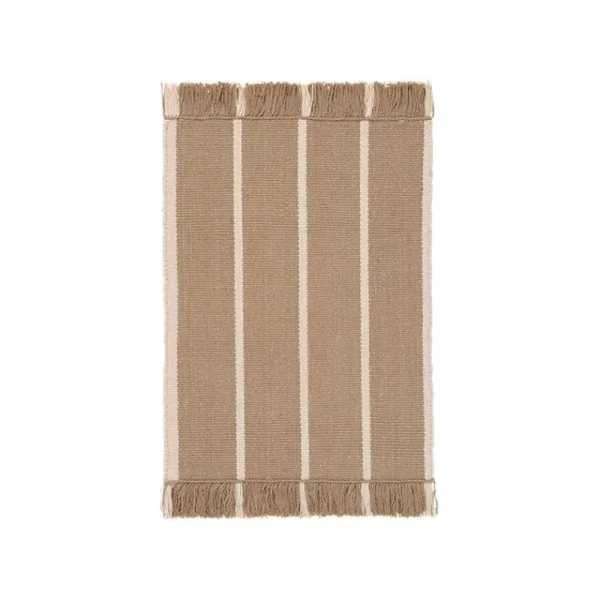 ferm LIVING Teppiche Und Läufer^Matte Calm Kelim, 50 x 70 cm, dunkler Sand - naturweiß